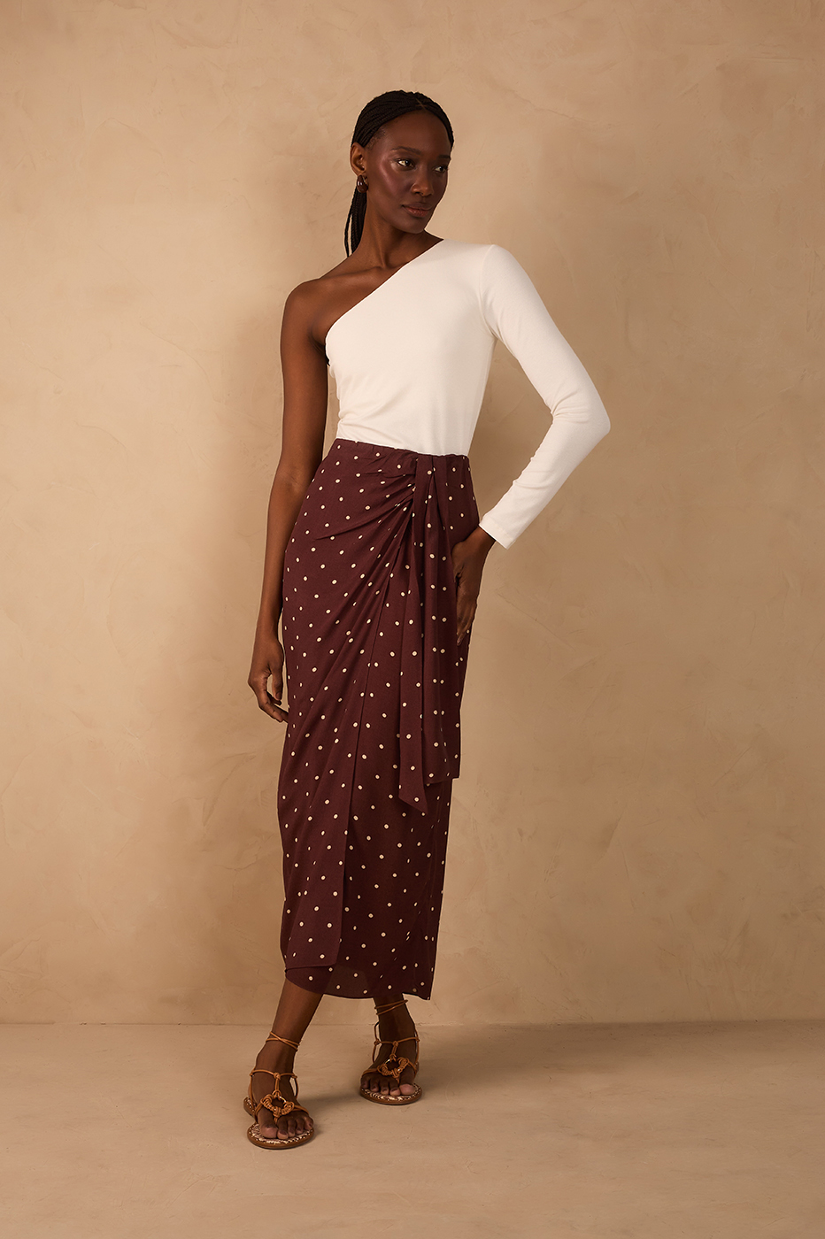 Brown Noite Wrap Maxi Skirt