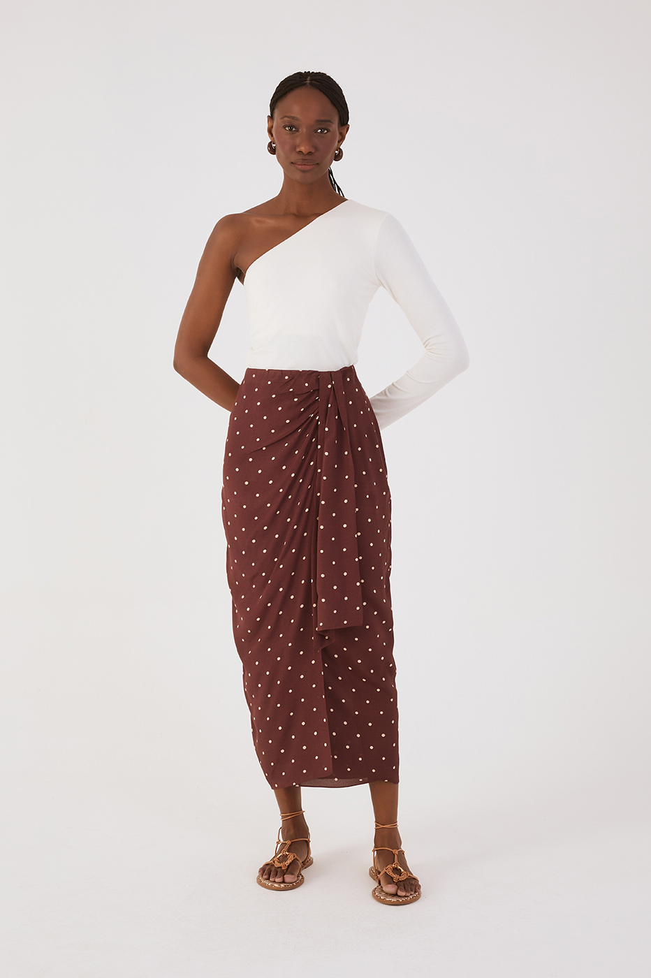 Brown Noite Wrap Maxi Skirt