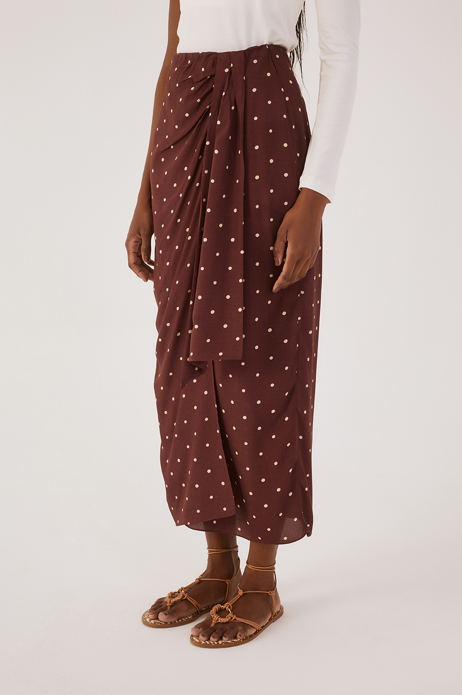 Brown Noite Wrap Maxi Skirt