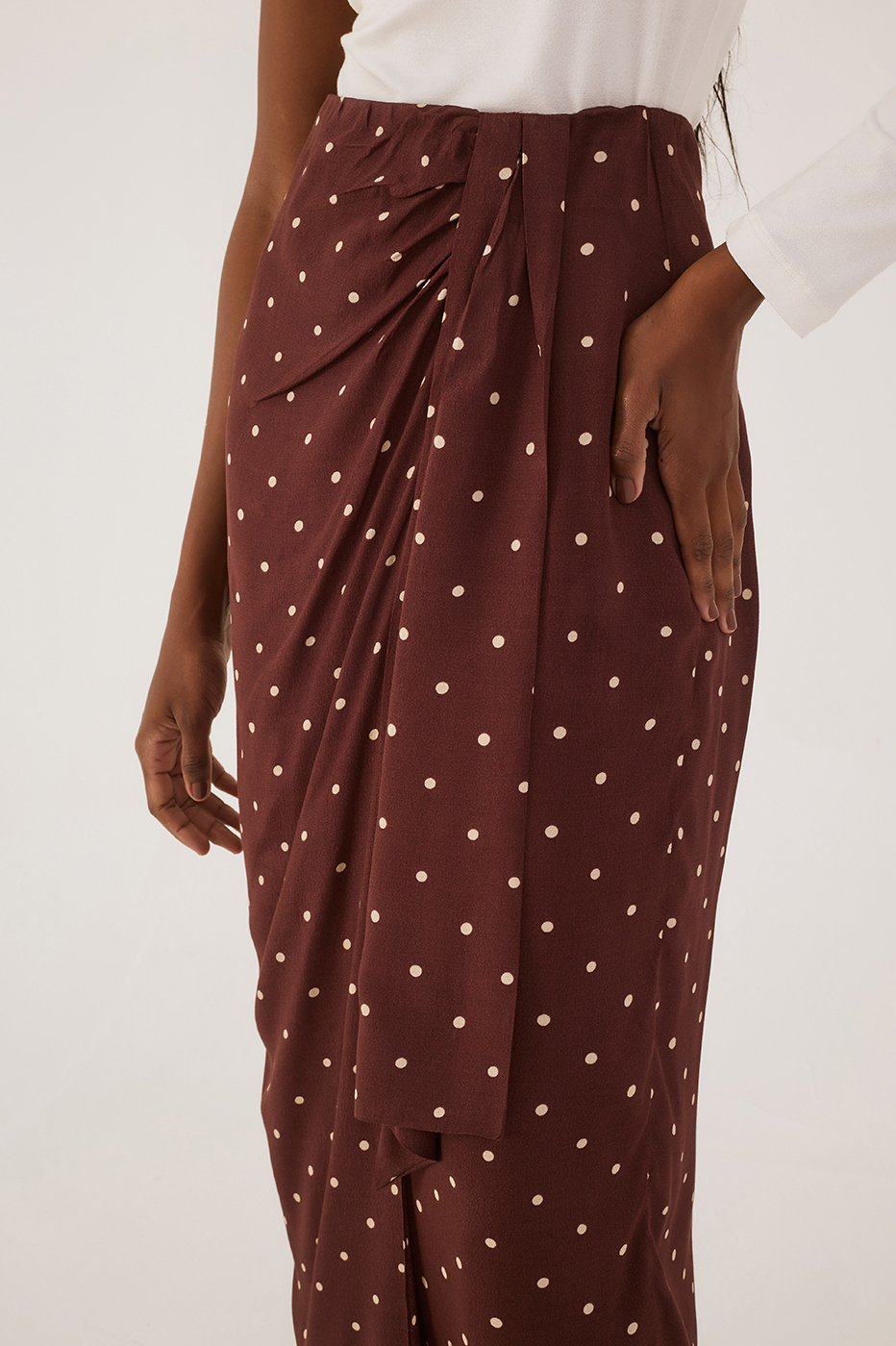 Brown Noite Wrap Maxi Skirt