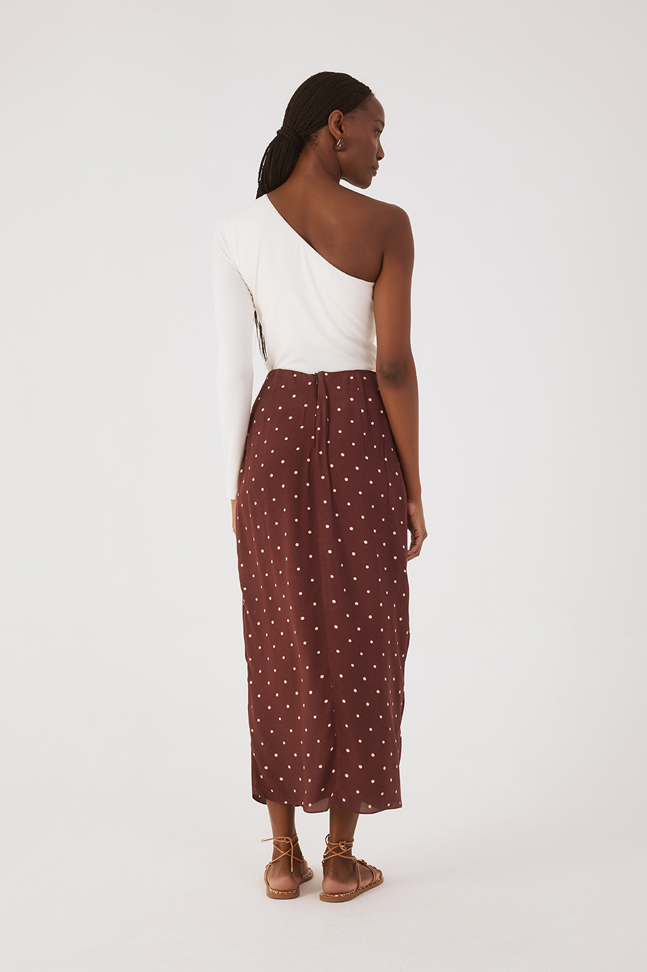 Brown Noite Wrap Maxi Skirt
