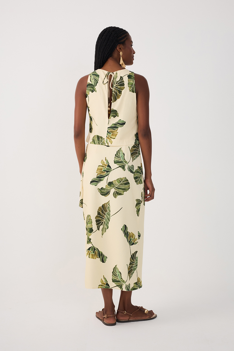 Green Folhar Side Ties Wrap Maxi Skirt