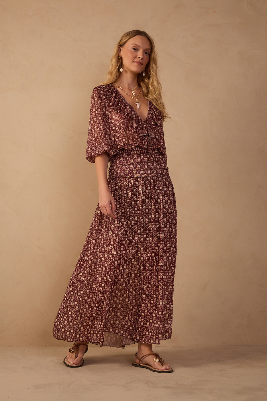 Burgundy Essencia Tulle Maxi Skirt