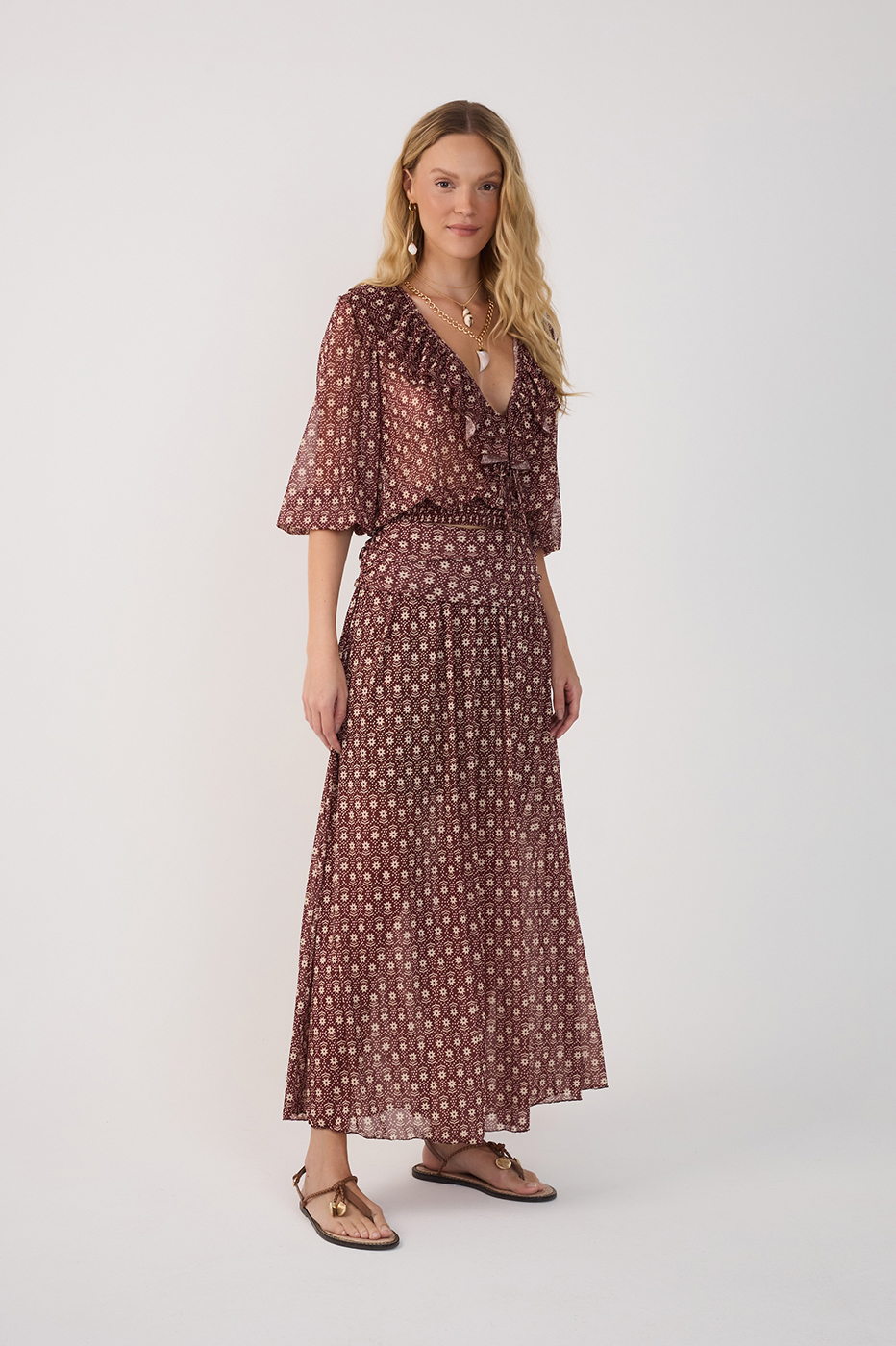 Burgundy Essencia Tulle Maxi Skirt