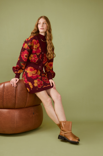 Garden Print Knit Mini Skirt