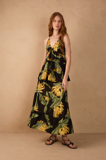 Midi Poplin Para¨ªso Print Skirt