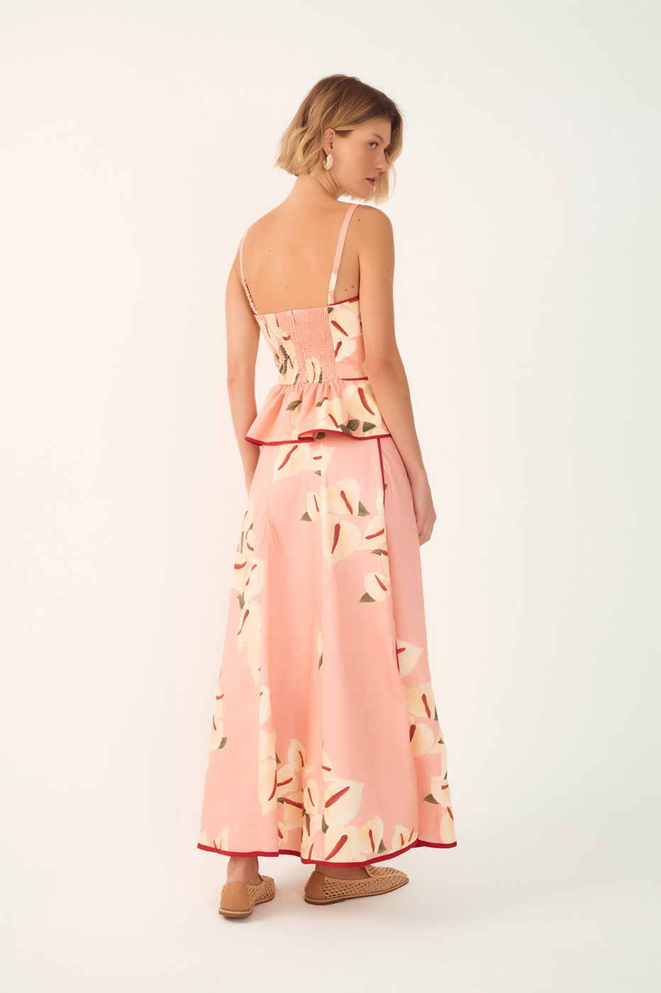 Pink Anturio Trim Detail Tricoline Maxi Skirt