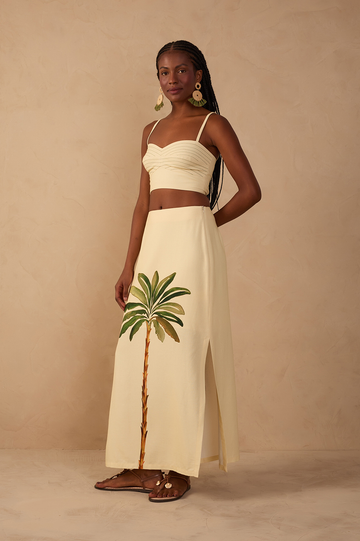 Off-White Tropicana Linen Maxi Skirt