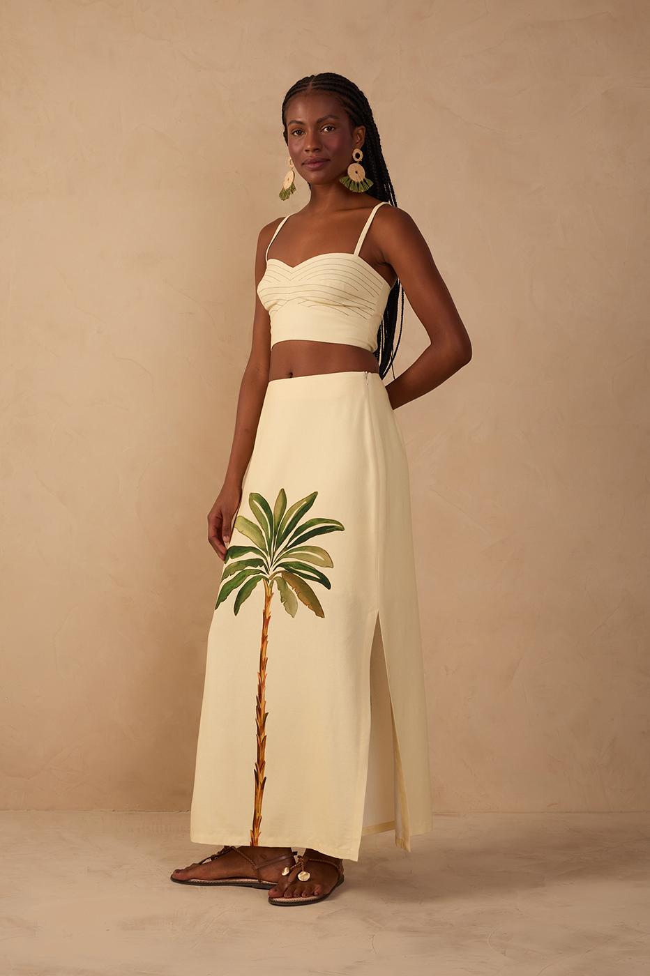 Off-White Tropicana Linen Maxi Skirt