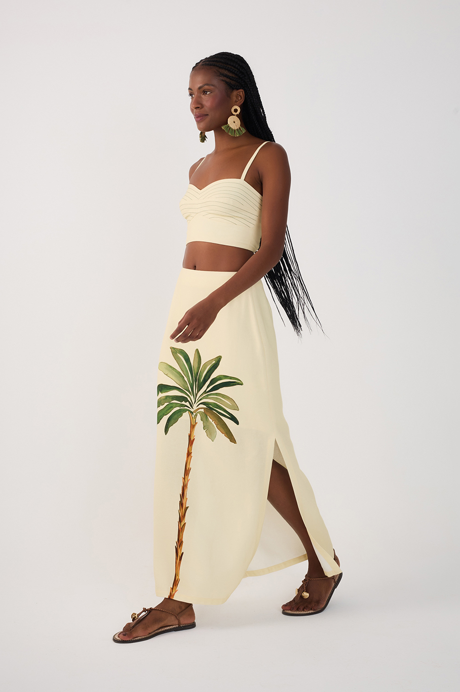 Off-White Tropicana Linen Maxi Skirt