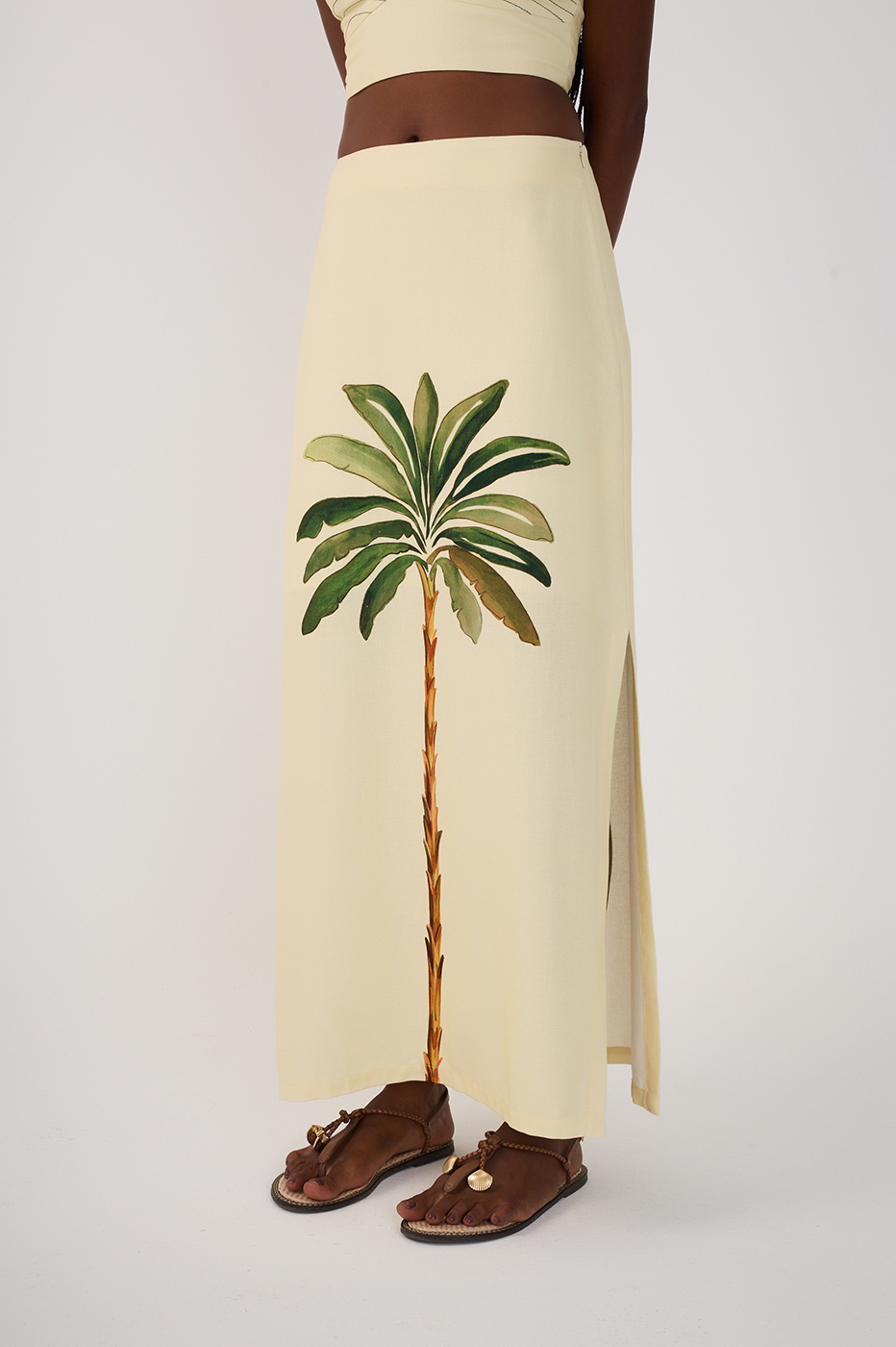 Off-White Tropicana Linen Maxi Skirt