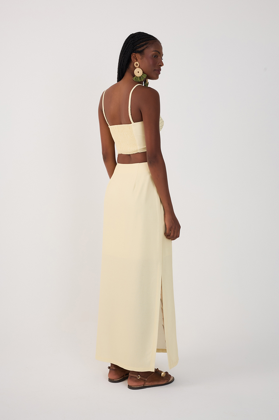 Off-White Tropicana Linen Maxi Skirt