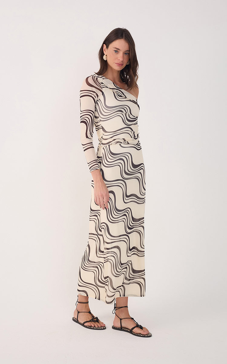 Off-White Fluir Mesh Midi Skirt