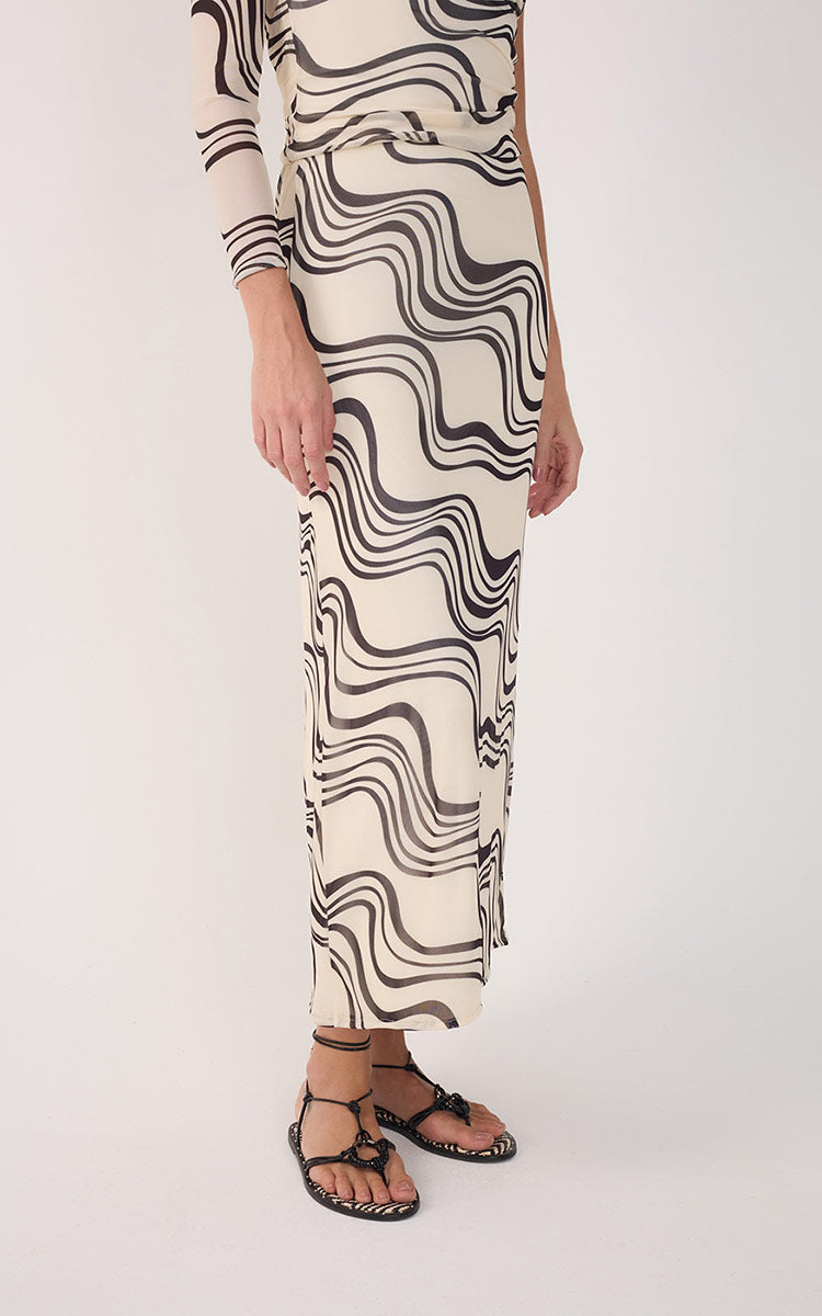 Off-White Fluir Mesh Midi Skirt