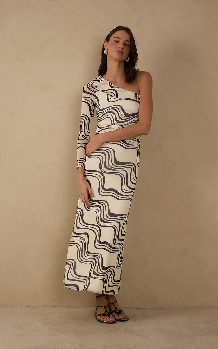 Off-White Fluir Mesh Midi Skirt