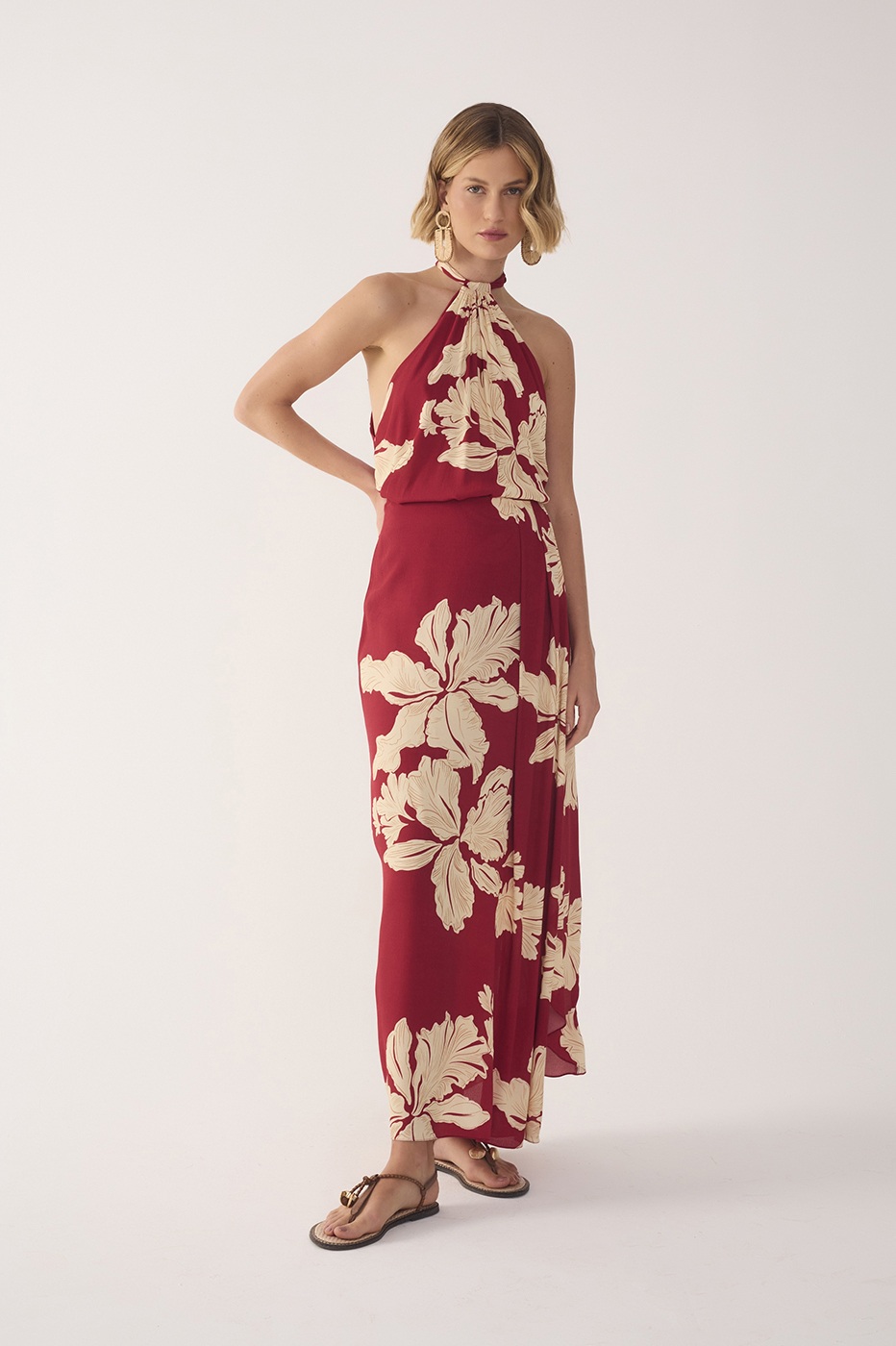 Red Petala Wrap Maxi Skirt