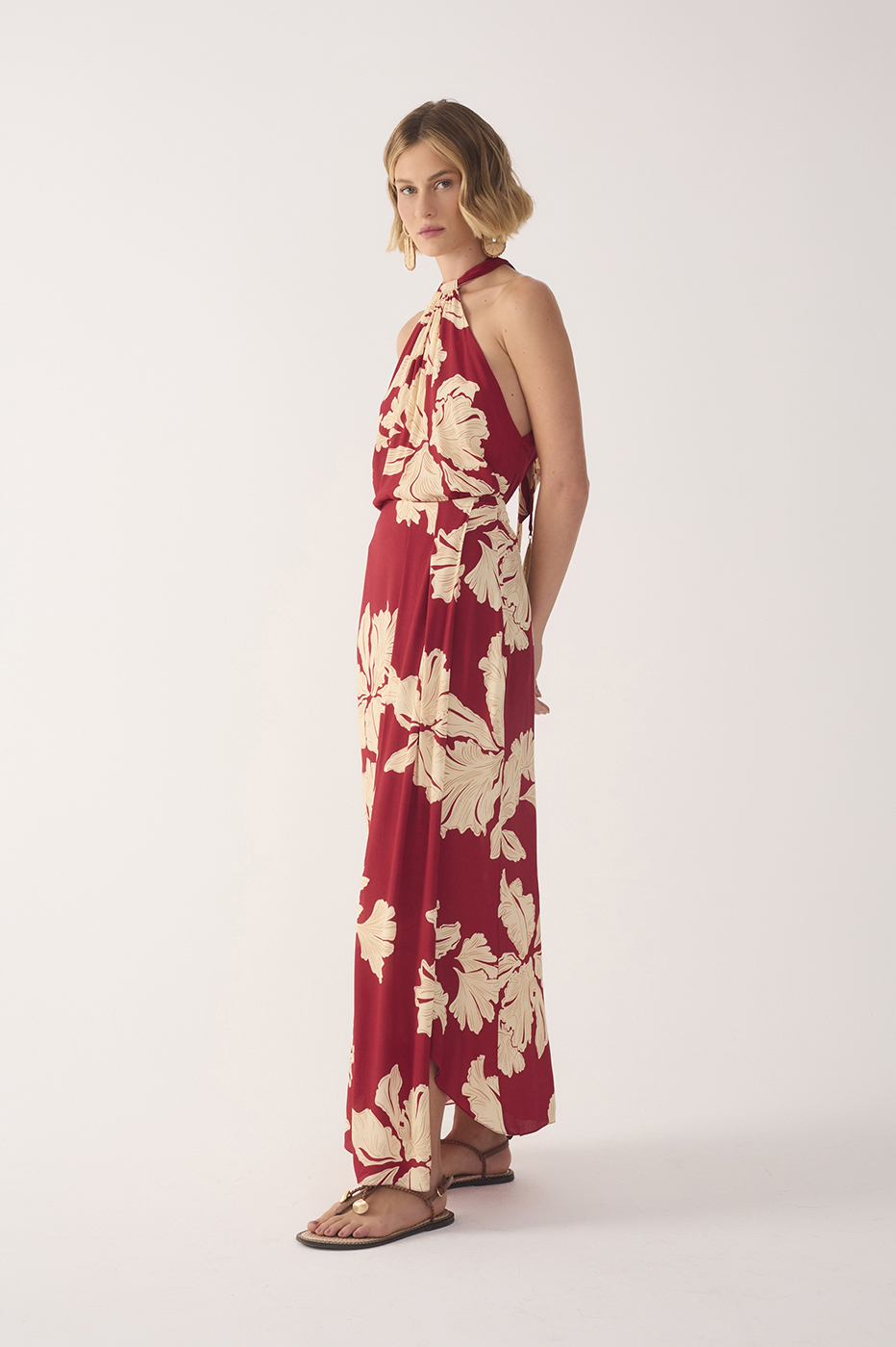 Red Petala Wrap Maxi Skirt