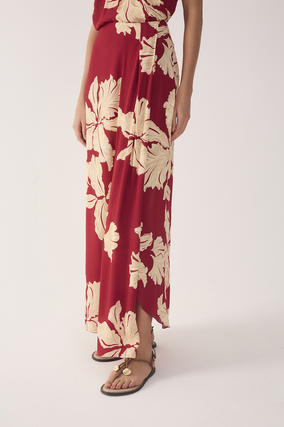 Red Petala Wrap Maxi Skirt