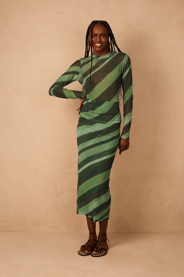 Green Floresta Double Tulle Maxi Skirt