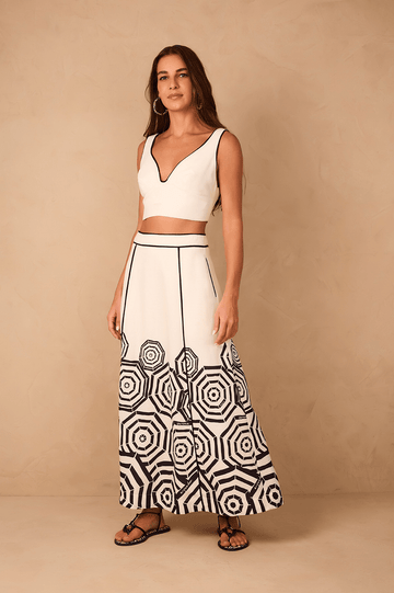 Off-White Praia Side Pockets Linen Maxi Skirt