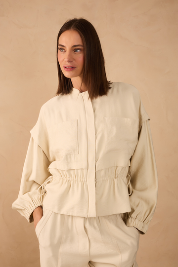 Off-White Drawstring Overlay Parka Jacket