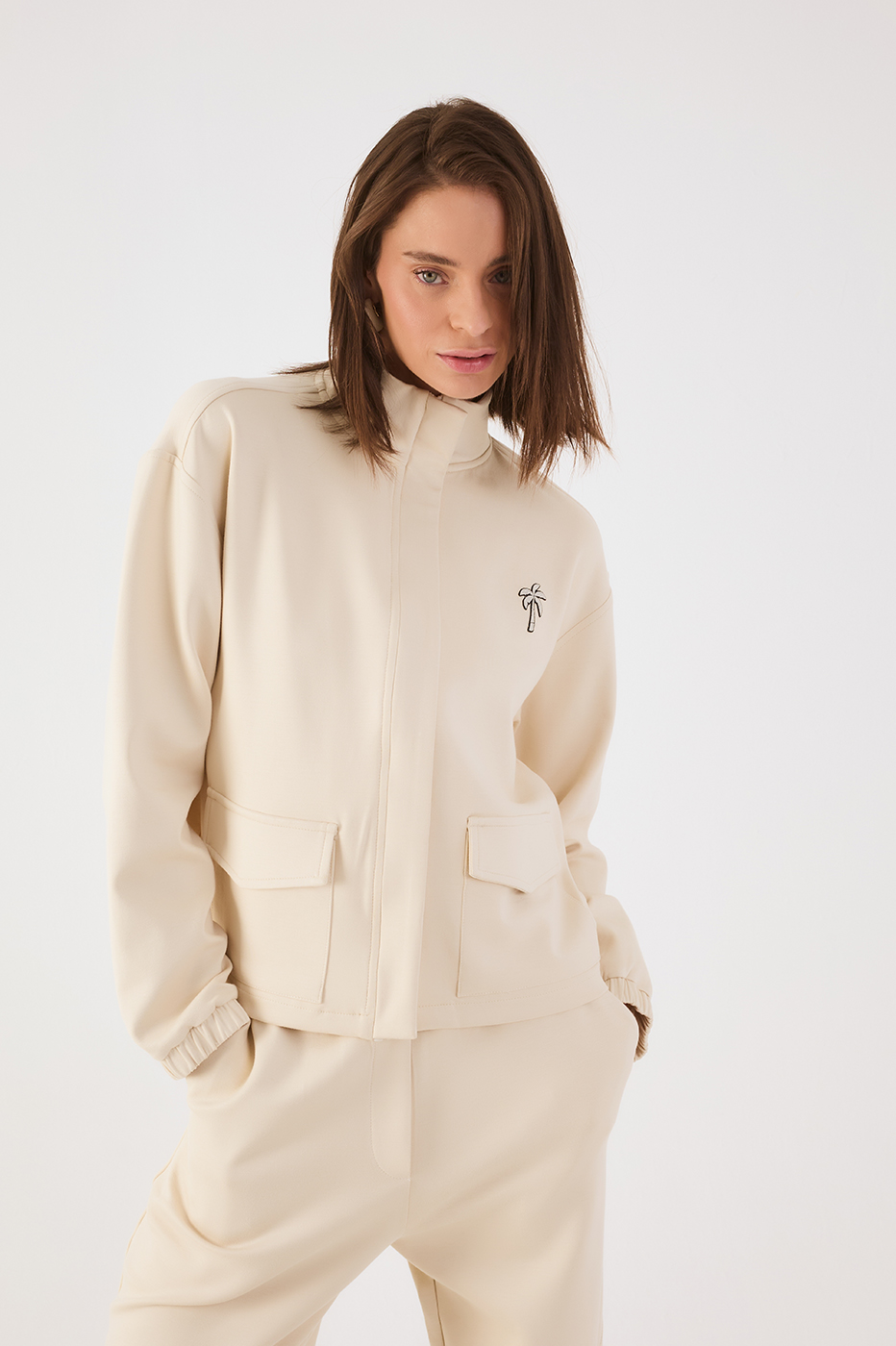 Off-White Topstitching Long Sleeve Jacket