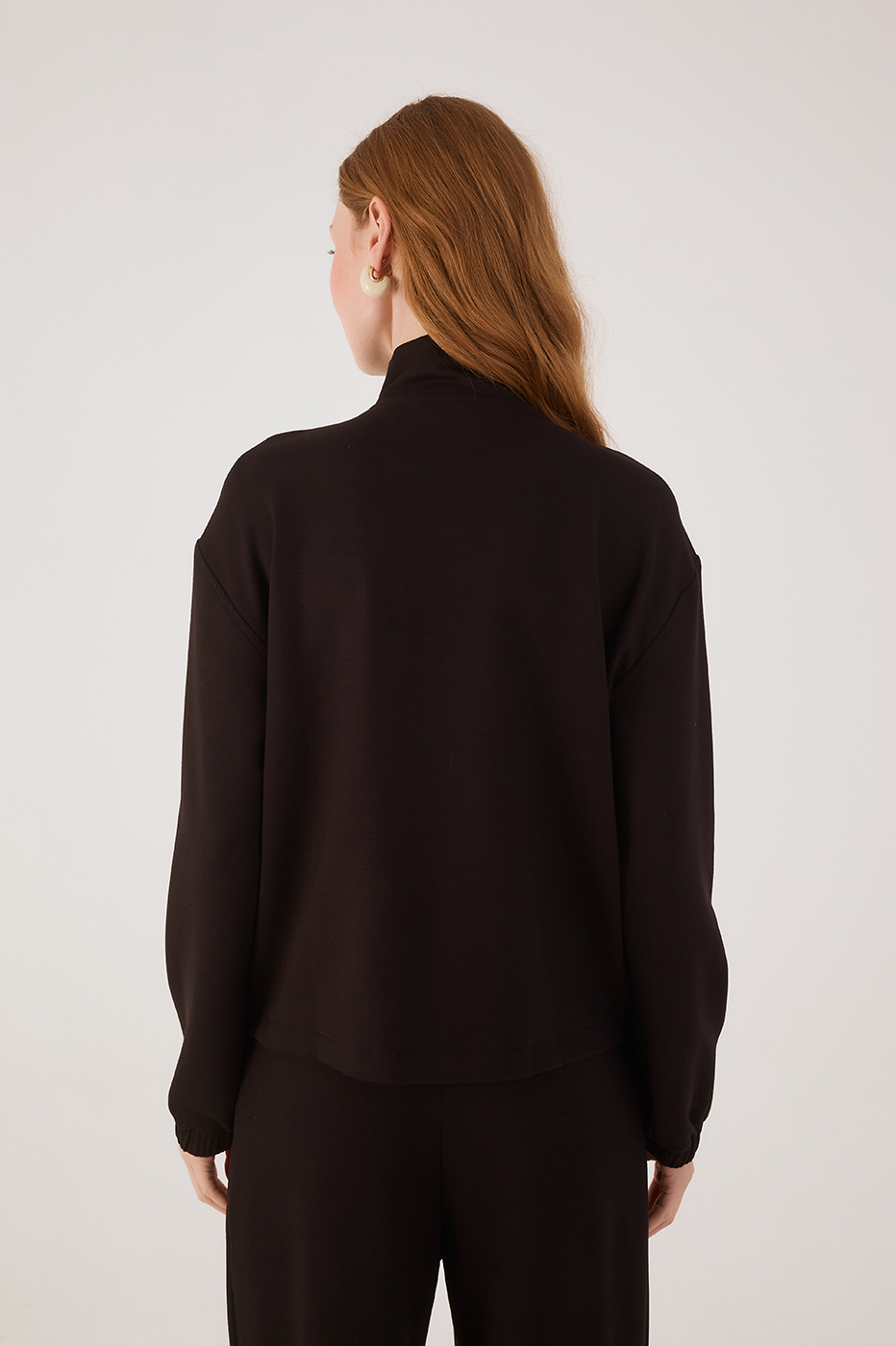 Black Topstitching Long Sleeve Jacket