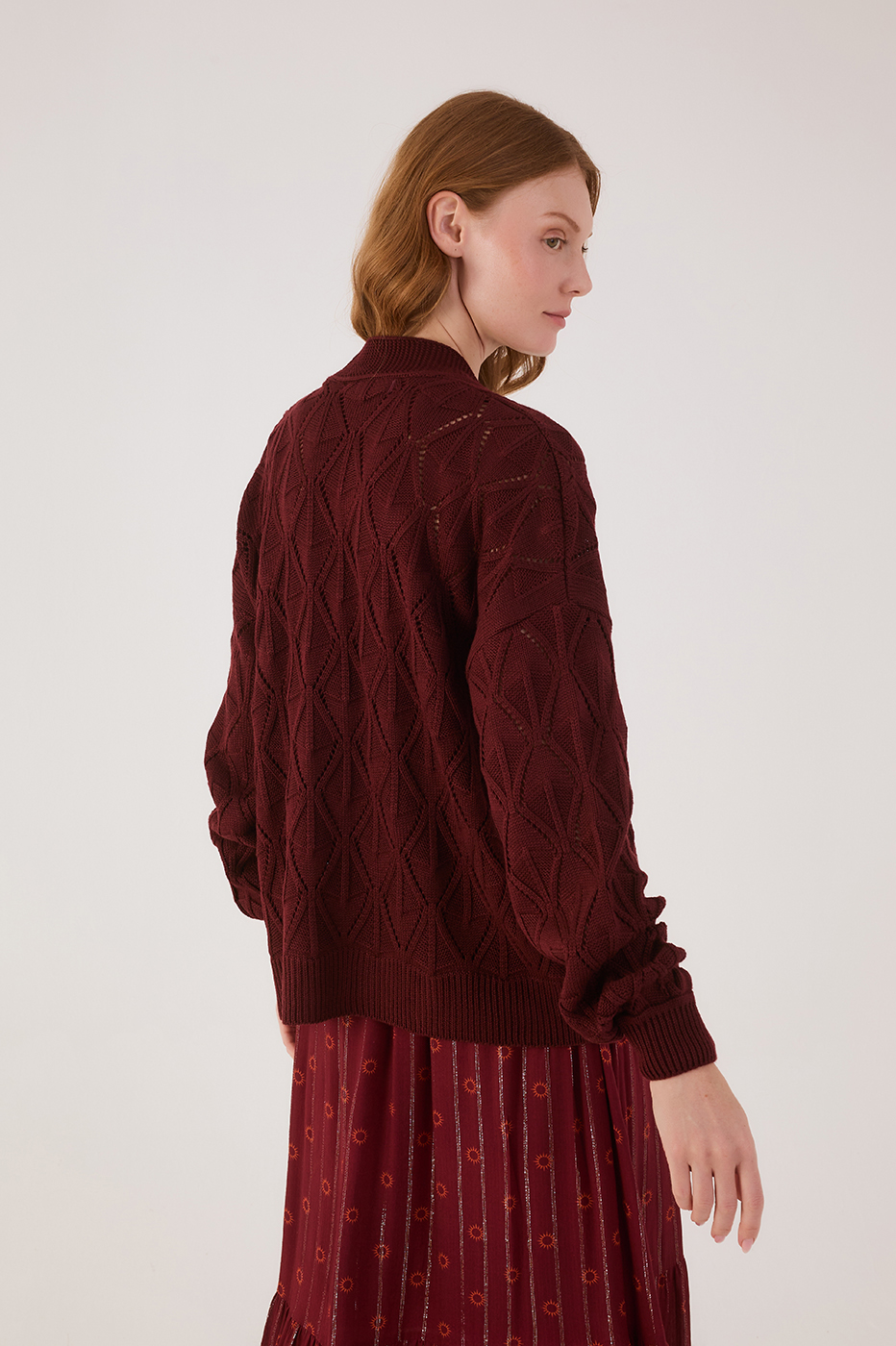 Wine Bossa Veleiro Open Tricot Cardigan