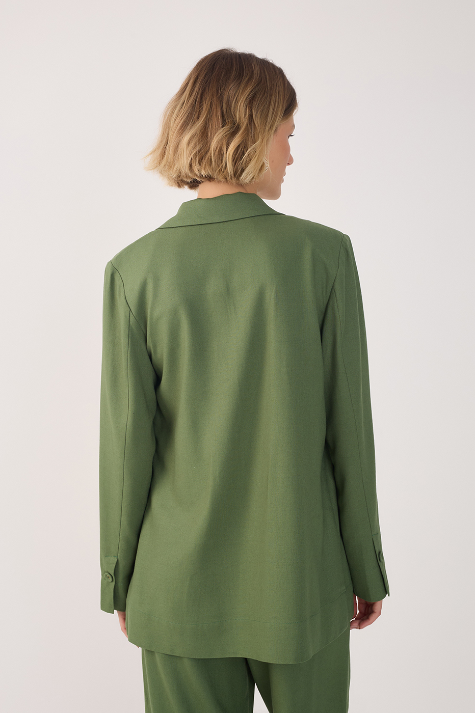 Linen Button Sleeve Blazer
