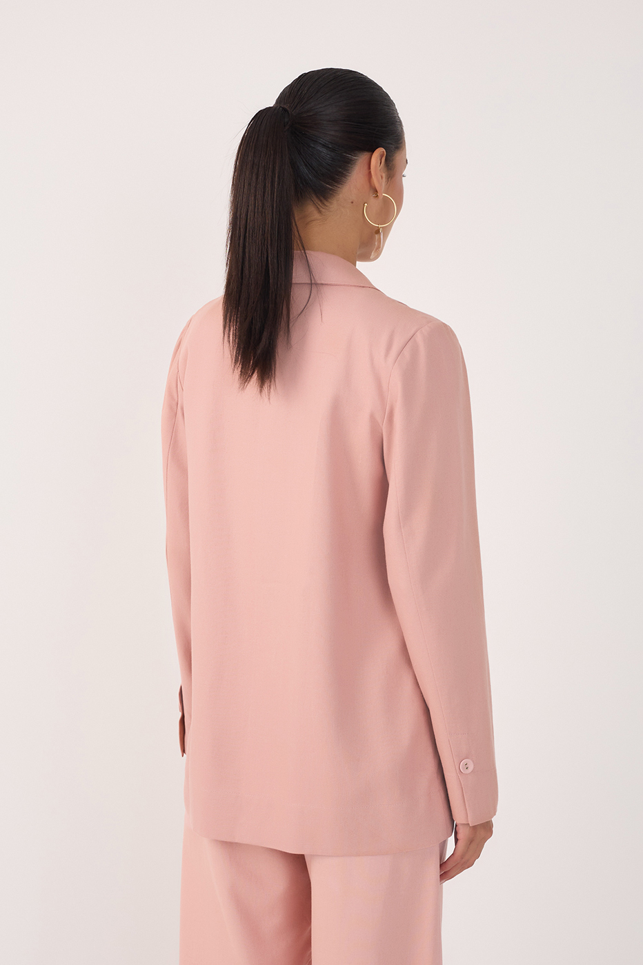 Linen Button Sleeve Blazer