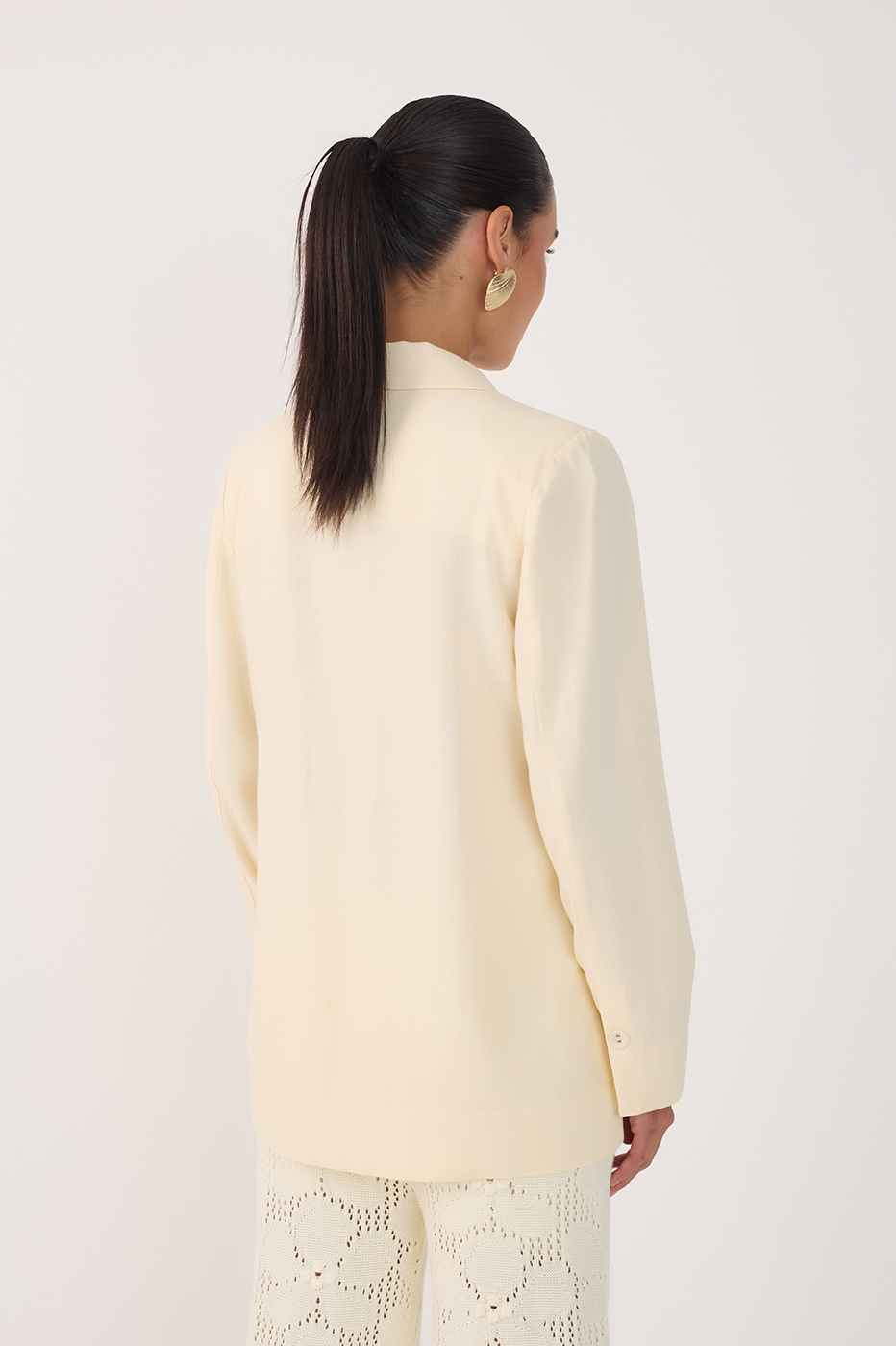 Linen Button Sleeve Blazer