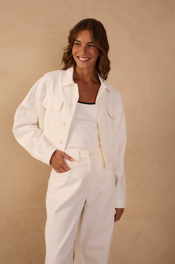 Off-White Collared Buttoned Twill Jacket