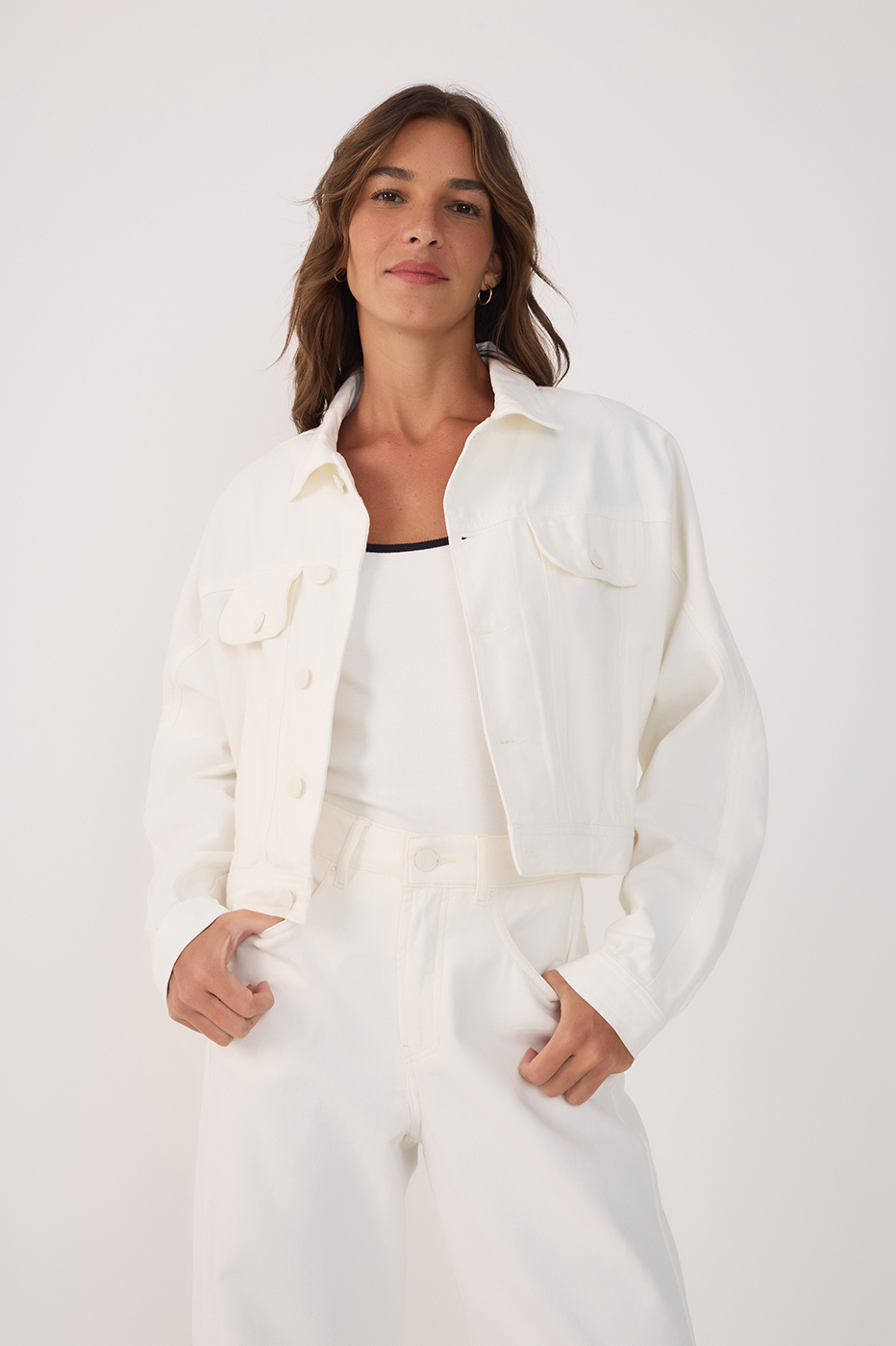 Off-White Collared Buttoned Twill Jacket