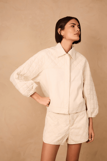 Off-White Collared Quilted Linen Jacket