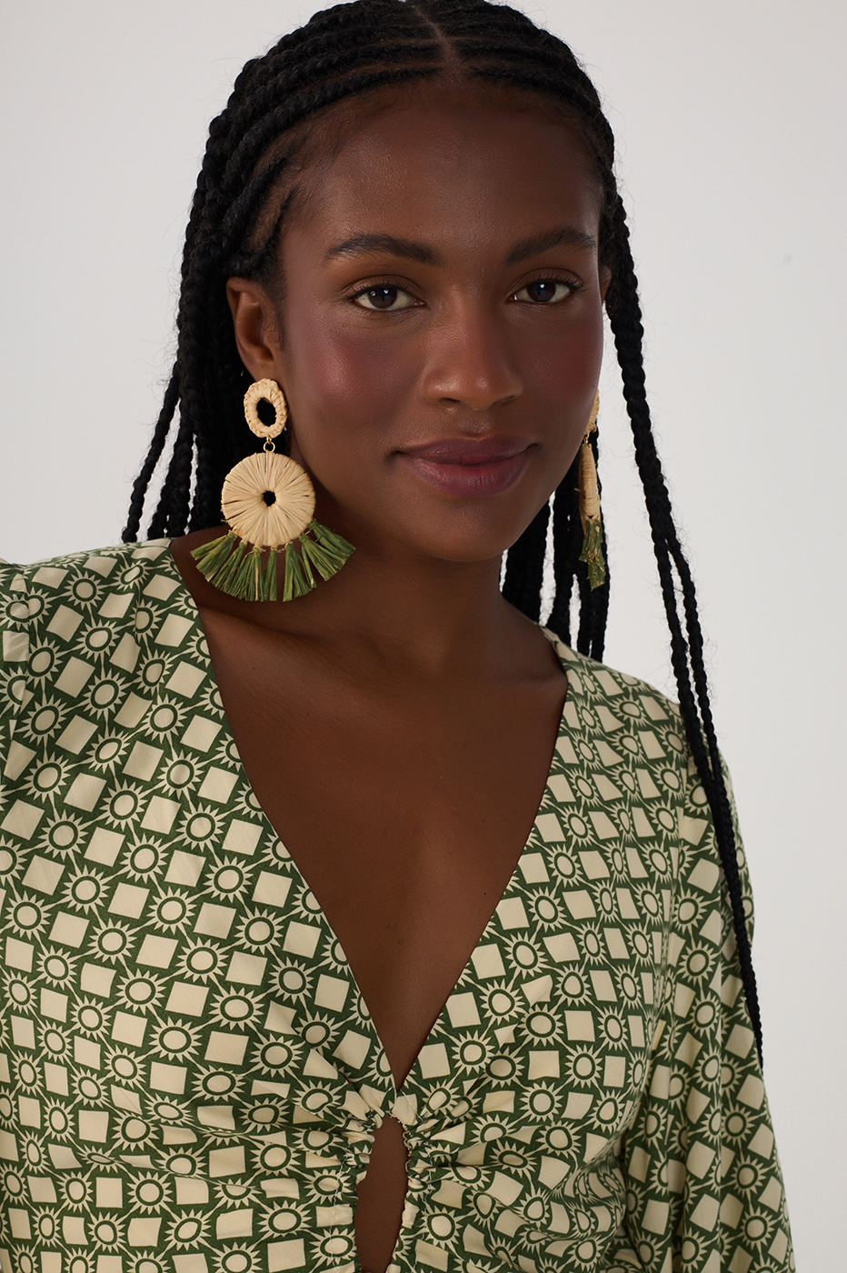 Green Amanhecer Ties Long Sleeve Jumpsuit