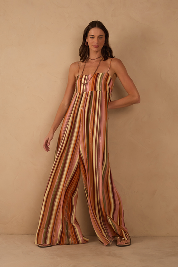 Multicolor Bosque Lurex Wide-Leg Jumpsuit