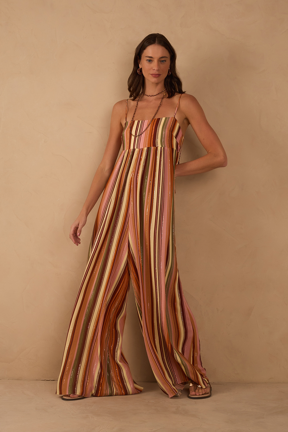 Multicolor Bosque Lurex Wide-Leg Jumpsuit