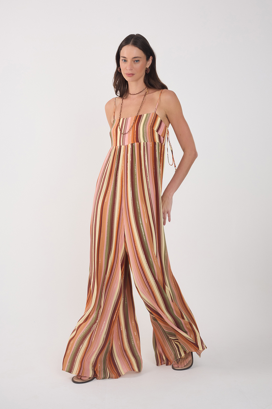 Multicolor Bosque Lurex Wide-Leg Jumpsuit