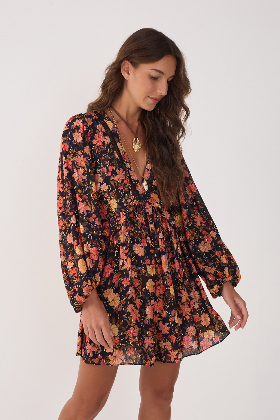 Black Encontro Lurex Long Sleeve Romper