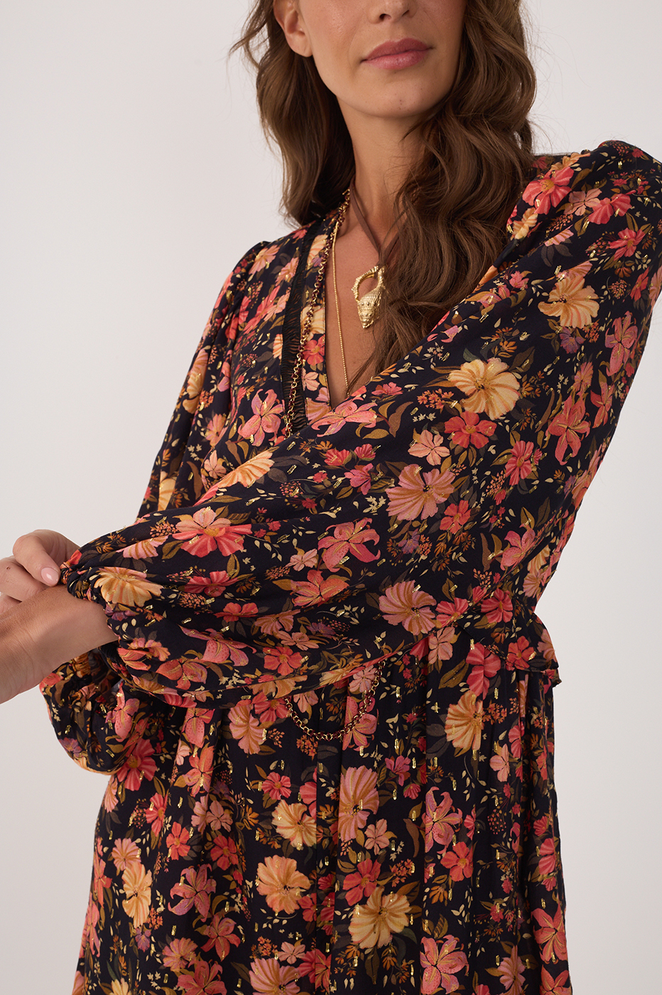 Black Encontro Lurex Long Sleeve Romper