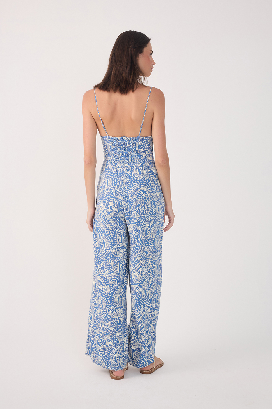 Blue Sereno Sleeveless Crepe Jumpsuit