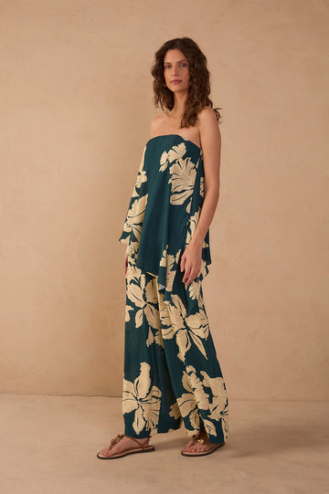 Green P¨¦tala Strapless Jumpsuit