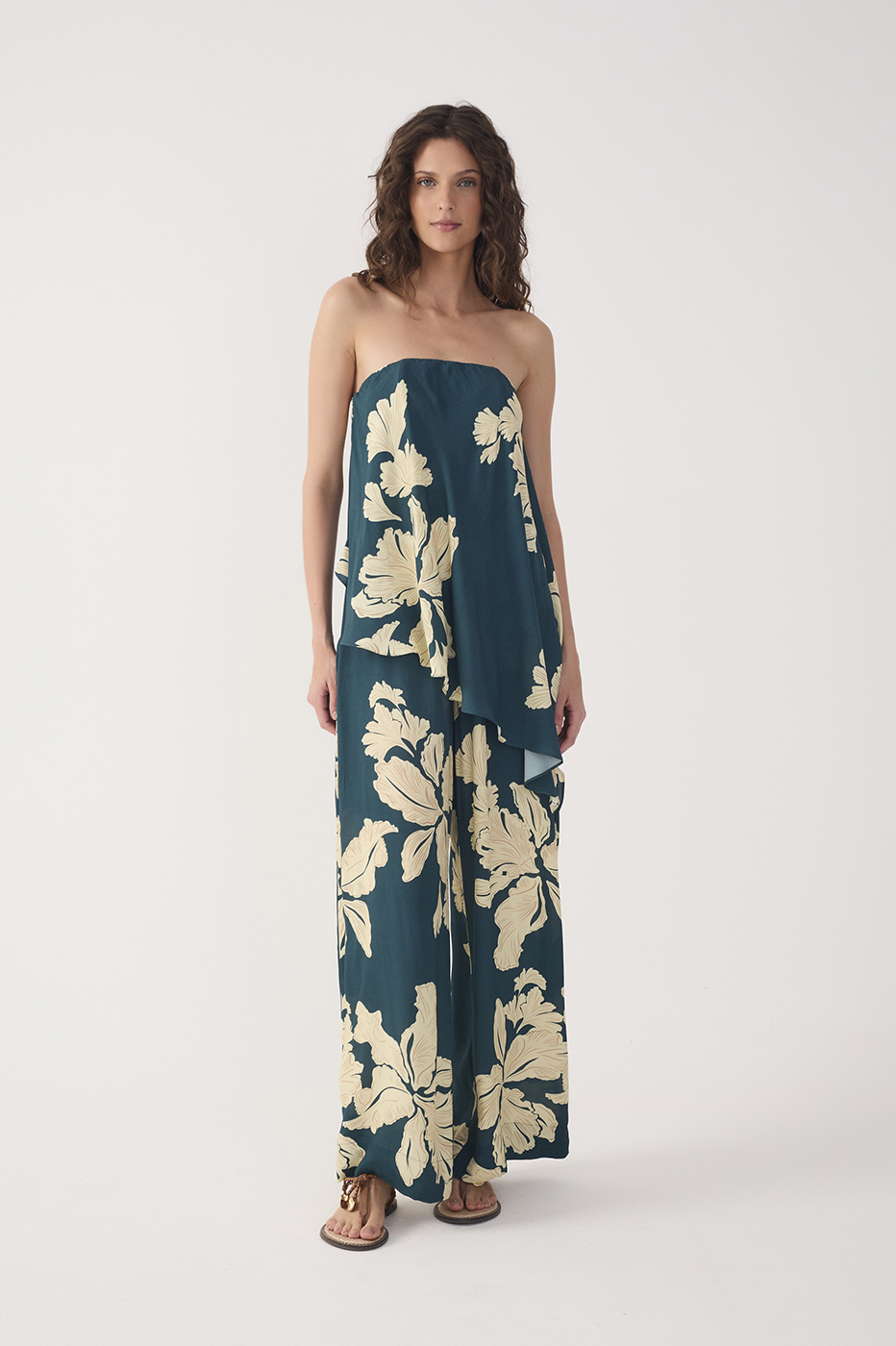 Green P¨¦tala Strapless Jumpsuit