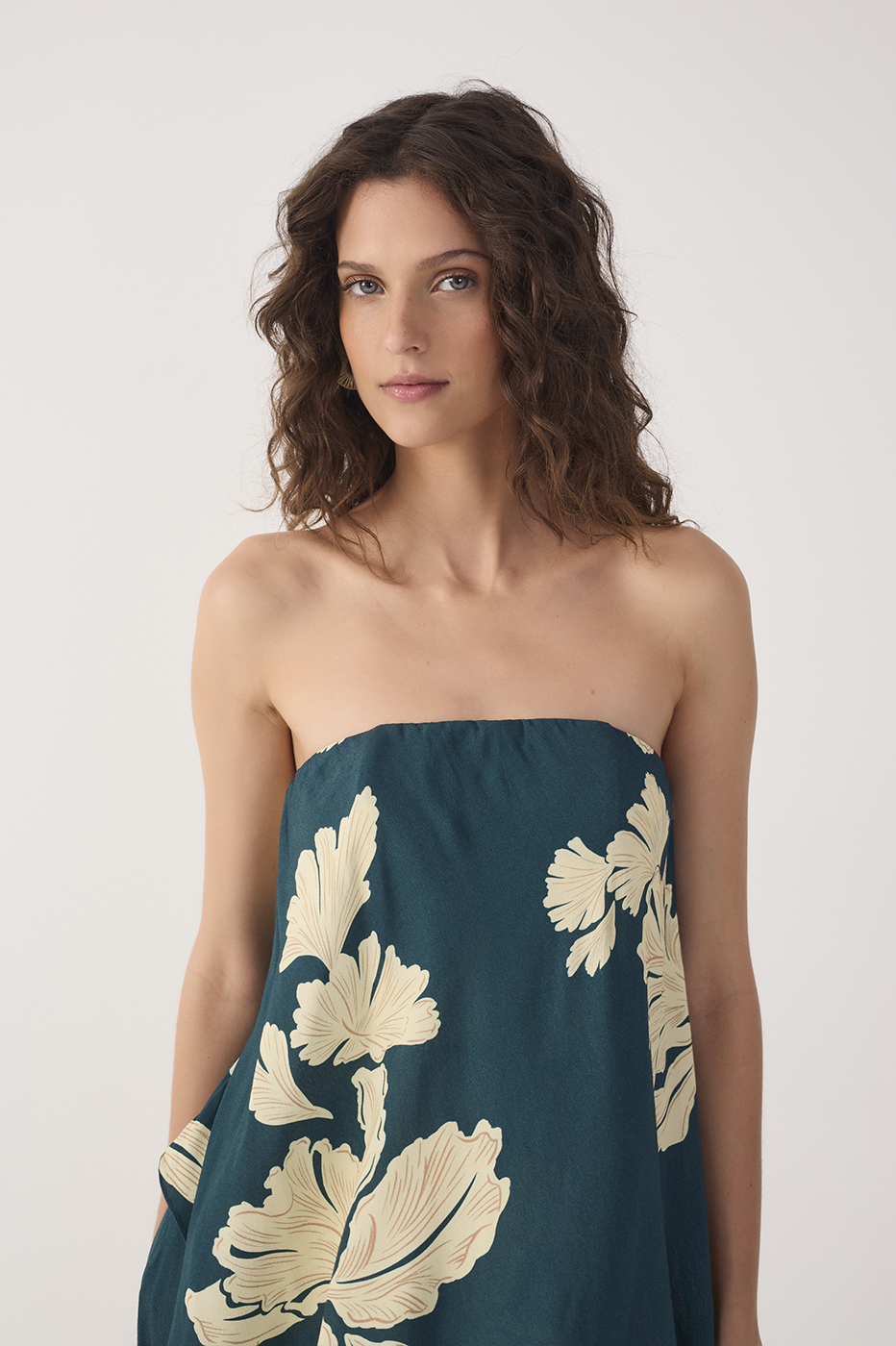 Green P¨¦tala Strapless Jumpsuit