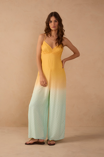 Bicolor Nascente Ruched Lurex Jumpsuit