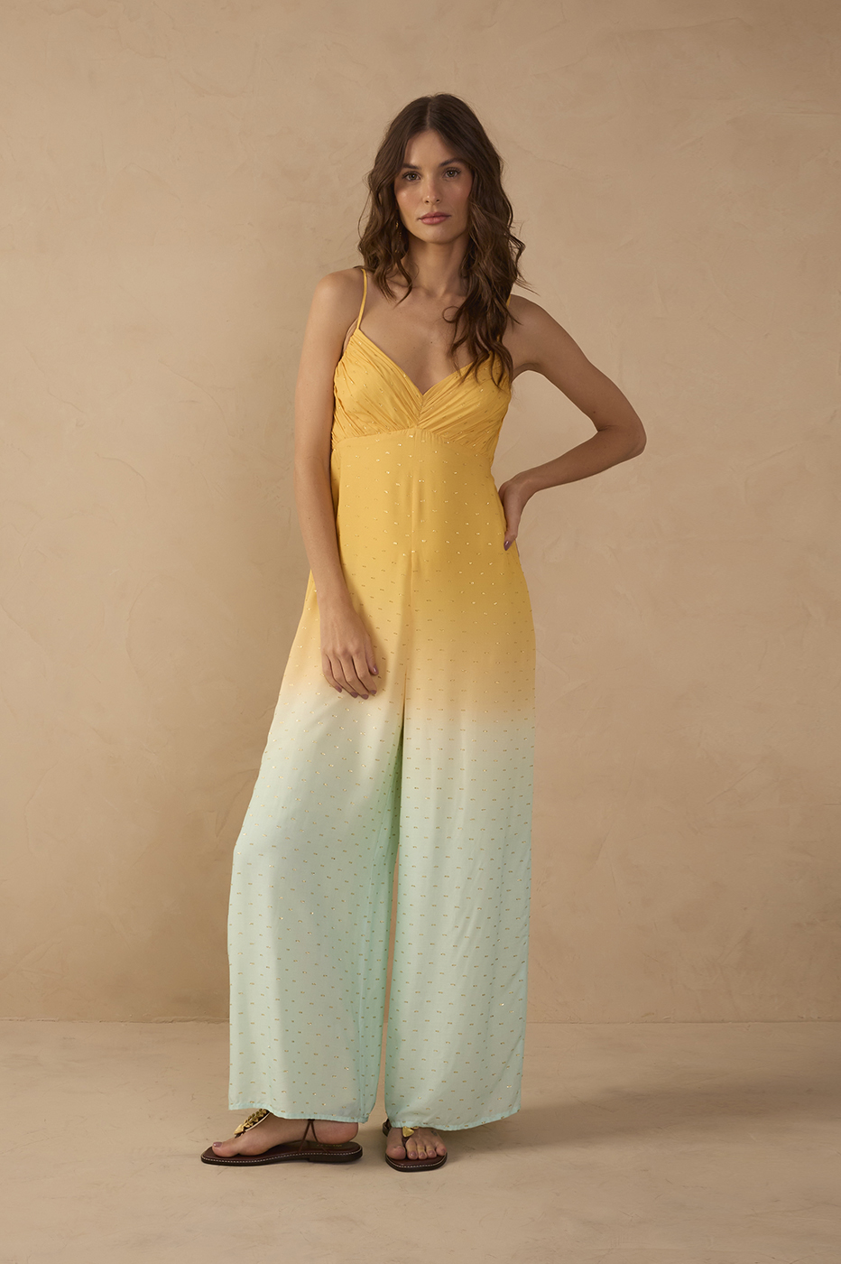Bicolor Nascente Ruched Lurex Jumpsuit
