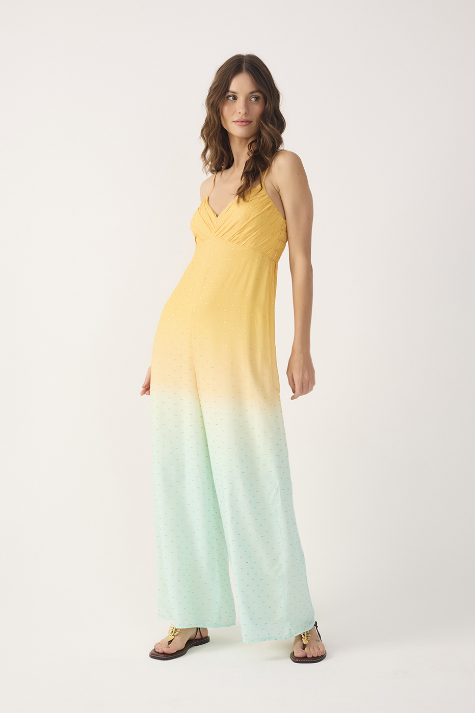 Bicolor Nascente Ruched Lurex Jumpsuit
