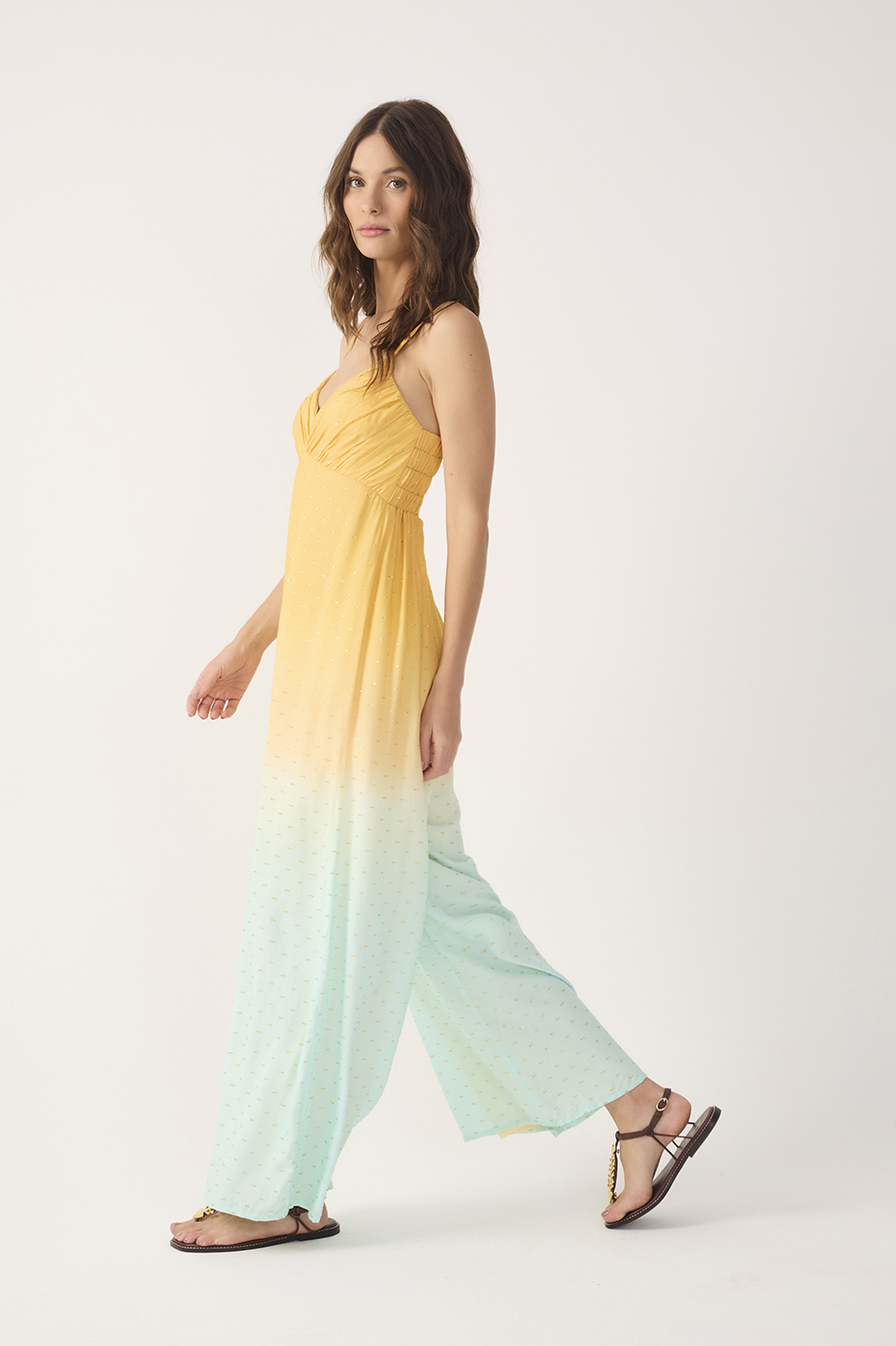 Bicolor Nascente Ruched Lurex Jumpsuit