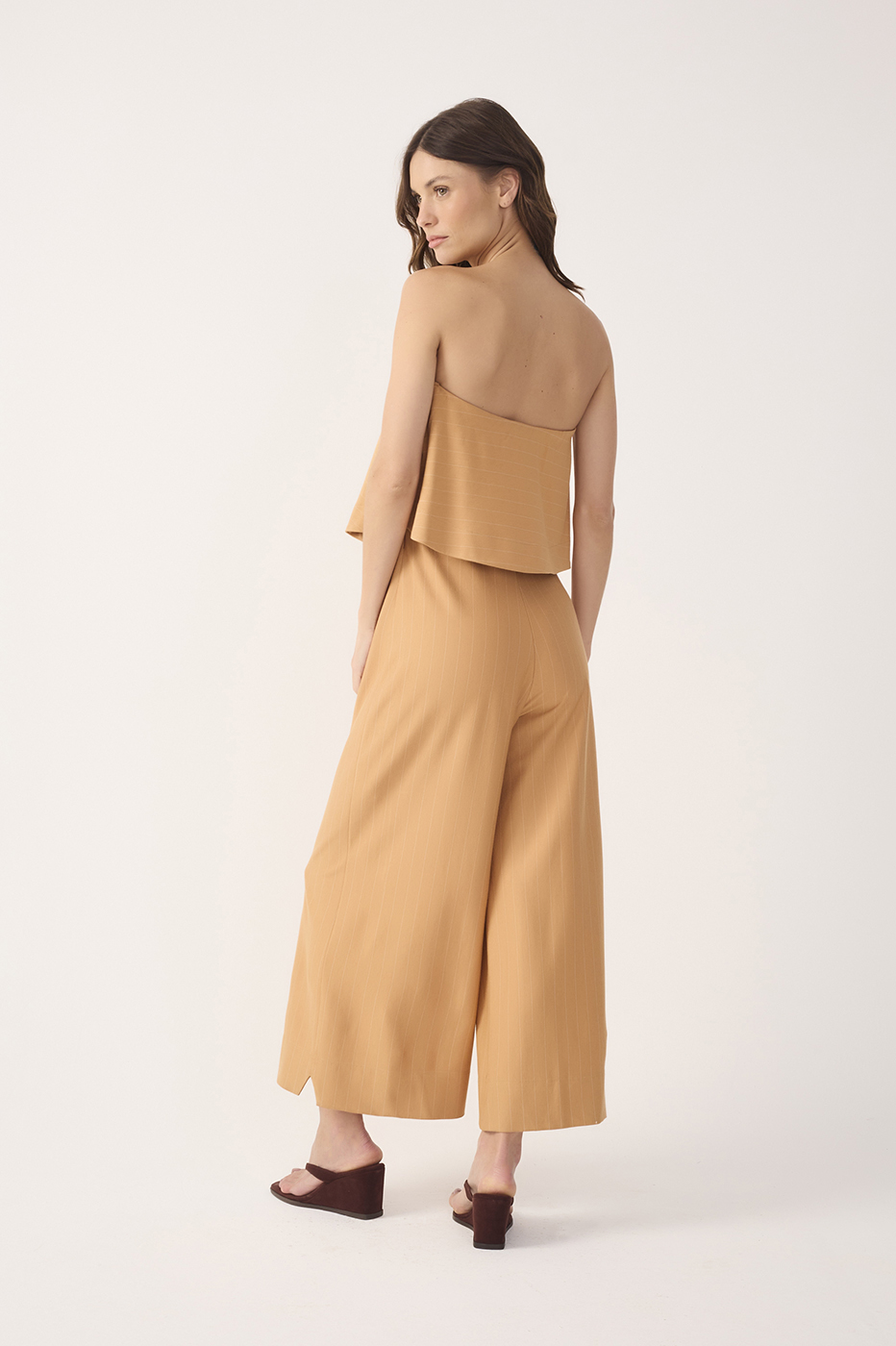 Brown Risca De Giz Strapless Layered Jumpsuit