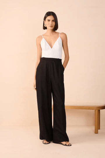 Black and White Linen Tailored Jumpsuit